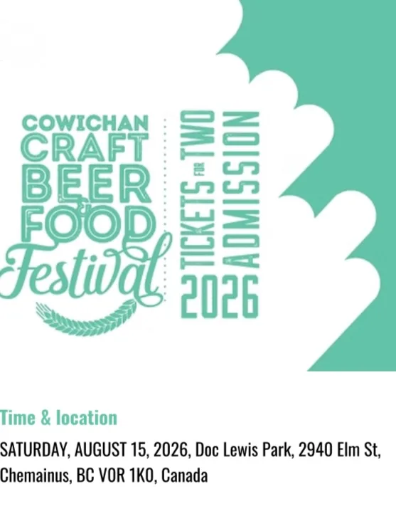 2026 Cowichan Craft Beer and Food Festival ticket options — General, Tickets for Two, and VIP