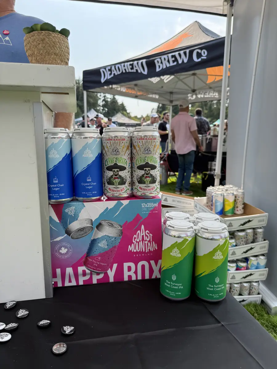 Lineup at the Coast Mountain Brewing booth, 2026 Cowichan Craft Beer and Food Festival